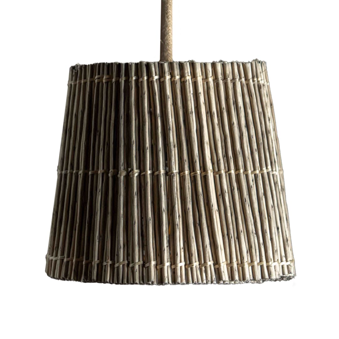 Lámpara Aplique de Mimbre Gris + Soporte Pino Natural2