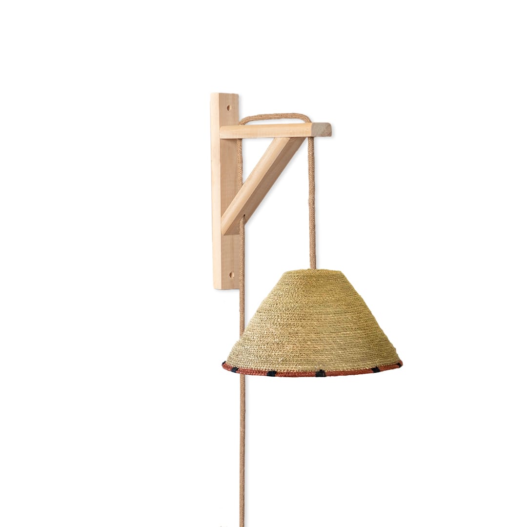 Lámpara Aplique Borde Intercalado de Fibra Natural + Escuadra1