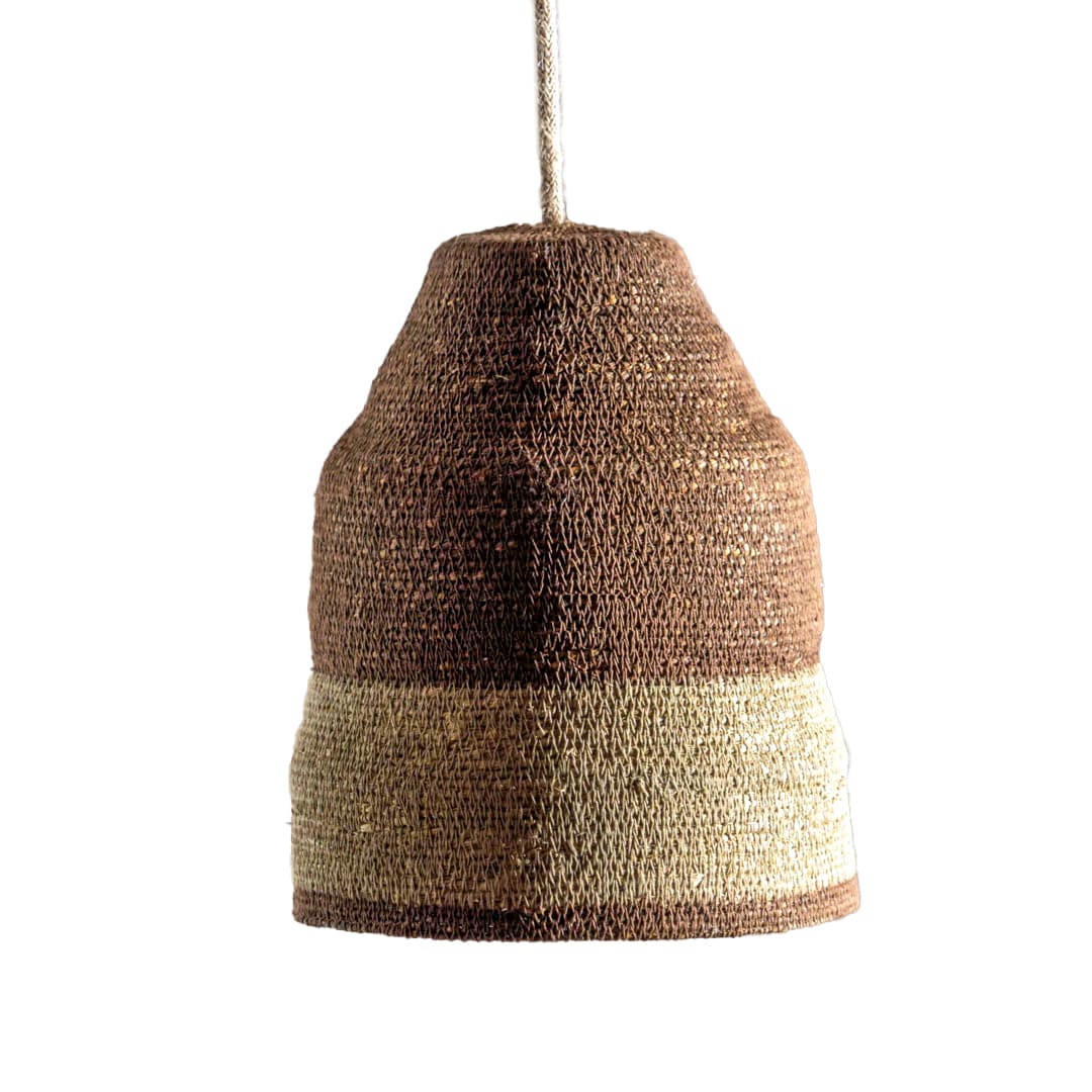 Lámpara Aplique Bicolor de Fibra Natural + Soporte Blanco2