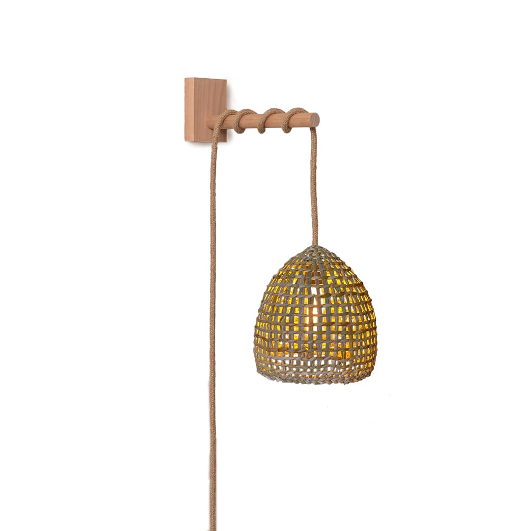 Lámpara Aplique Pajarera de Junquillo de Manila Talla S + Soporte de Raulí1