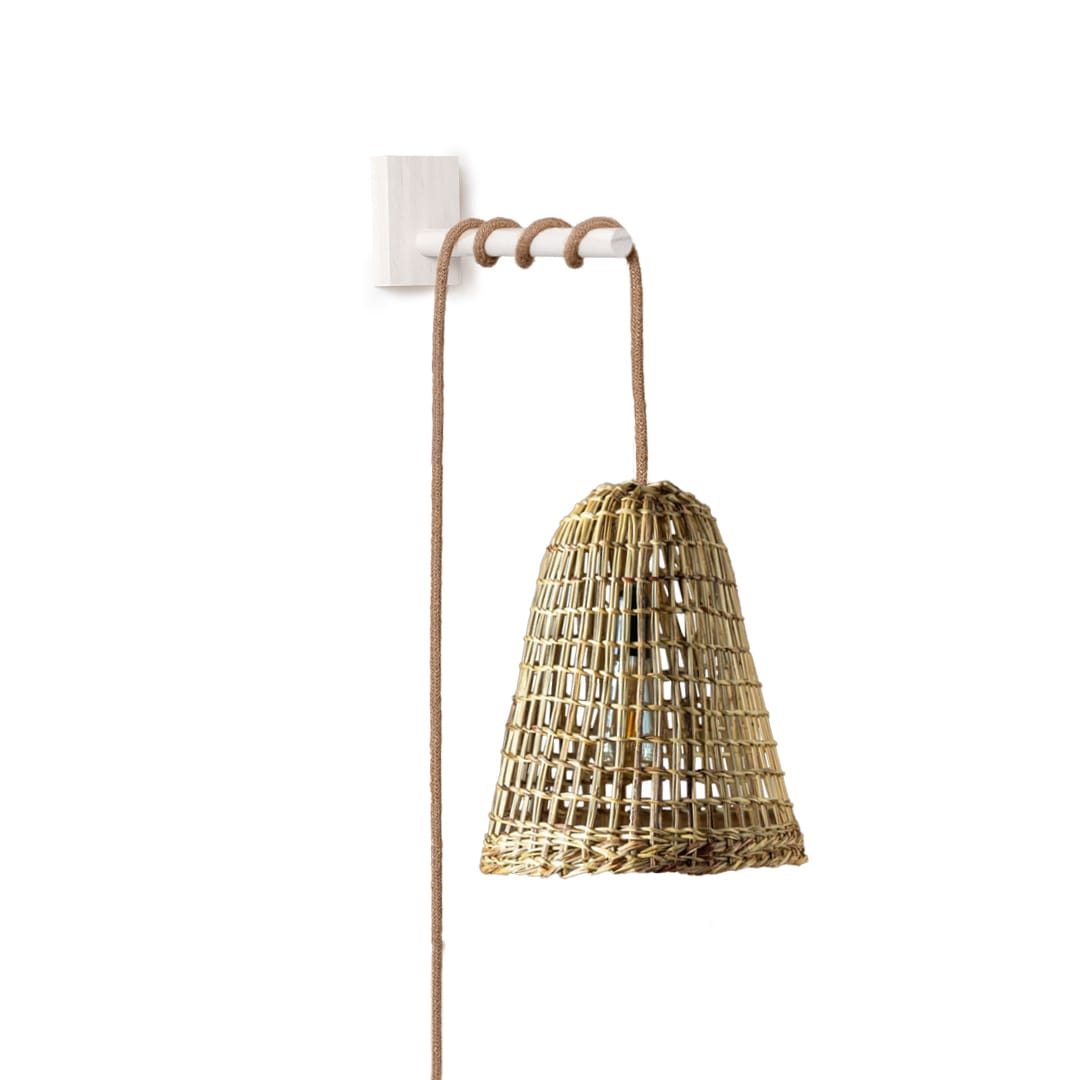 Lámpara Aplique de Manila punto Liso Talla M + Soporte Blanco1