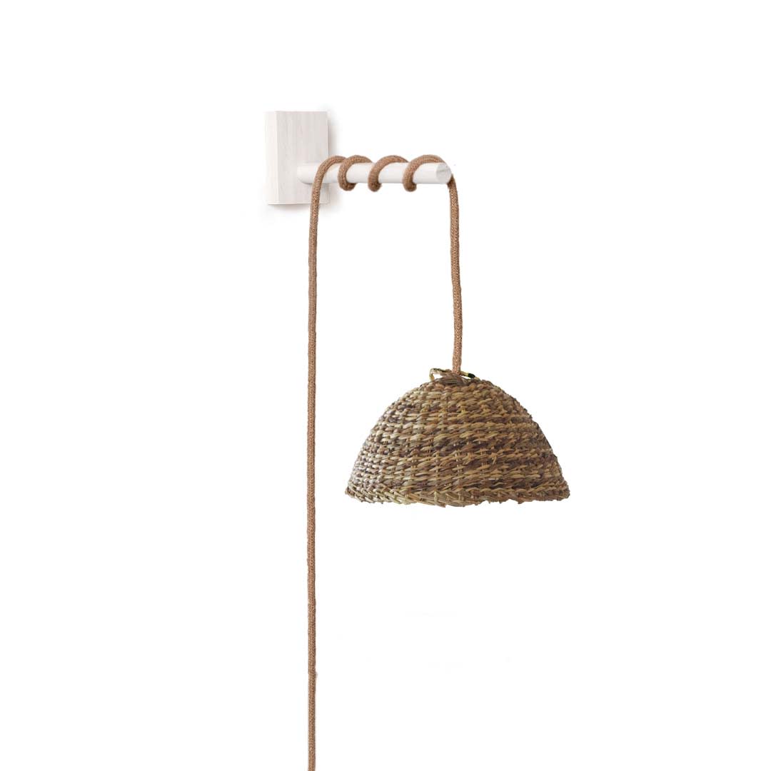 Lámpara Aplique Quilcha de Manila Talla S + Soporte Blanco1