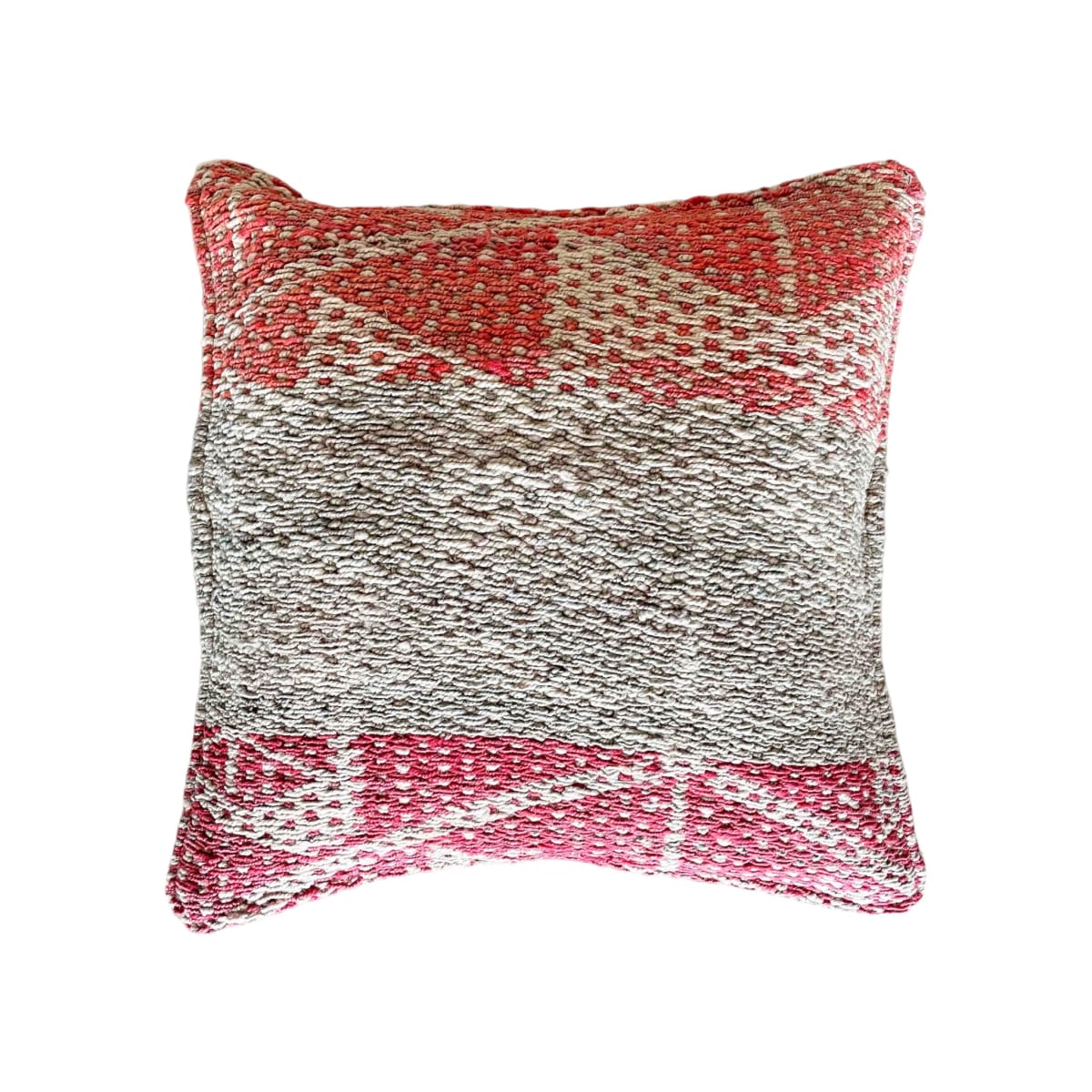 Cojín de Aguayo Geométrico Gris/Naranjo/Granate1
