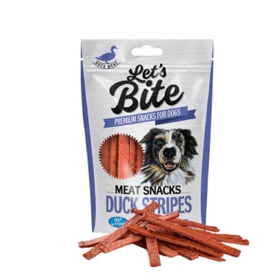 Brit Lets Bite Meat Snacks Duck Stripes Snack para perros