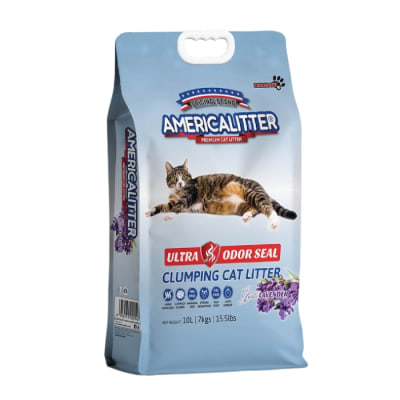 Arena para gato AMERICA LITTER ULTRA ODOR SEAL AROMA LAVANDA1