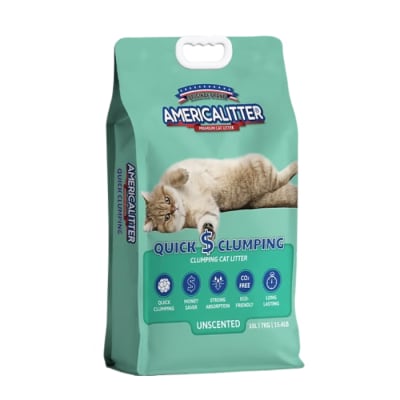 Arena para gato AMERICA QUICK CLUMPING SIN AROMA ARENA1