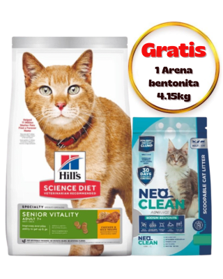 Hills SD Feline Senior Vitality 1.36kg - Promo Neo Clean Bentonita