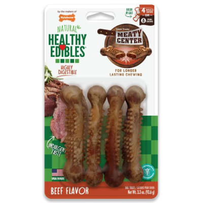 NYLANOBE HEALTHY EDIBLES  MEATY CENTER BEEF - 4 Small Chews (93.6gr)