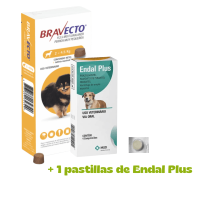 Bravecto (2 - 4.5 ) Kg Kg + 1 pastilla Endal