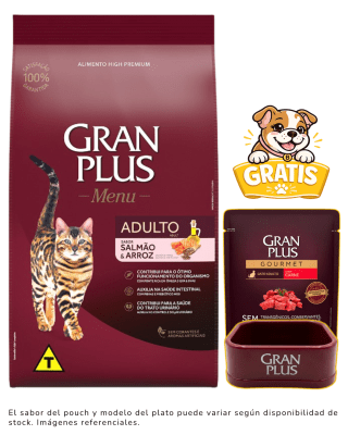 Gran Plus Gato Adulto Salmón & Arroz 3kg + 1 plato y paté gratis