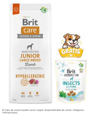 BRIT CARE HYPOALLERGENIC JUNIOR LARGE BREED LAMB 12kg + 1 snack gratis