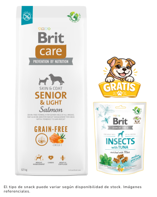 BRIT CARE GRAIN FREE SENIOR & LIGHT SALMÓN 12KG + 1 snack gratis