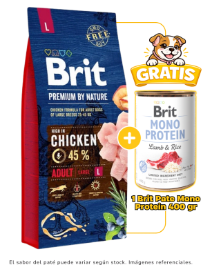 Brit Premium by Nature Adult Large 15kg + 1 pate mono protein 400 gr gratis