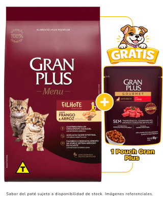 Gran Plus Gato Cachorro Pollo 3kg + 1 pouch Gran Plus 85 g gratis
