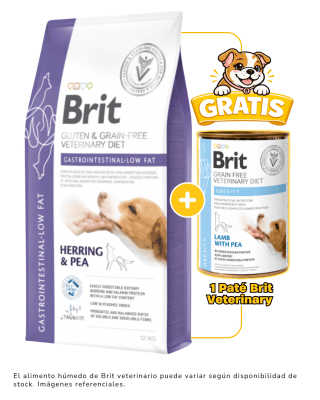 BRIT GF VET DIET DOG GASTROINTESTINAL LOW FAT 12kg + 1 paté Brit Veterinario 400 gr gratis