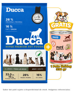 Ducca Adulto Super Premium 15kg + 1 paté Unidog 330gr gratis