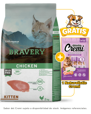 BRAVERY CHICKEN KITTEN 2kg + 1 Cremi Naturalistic gratis