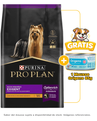 Pro Plan Exigent Dog Small Breed 3Kg + 1 mousse Origens 85g gratis