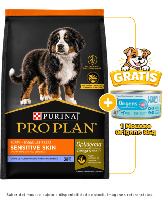 Pro Plan cachorro cordero Sensitive Skin 3kg + 1 mousse Origens 85g gratis