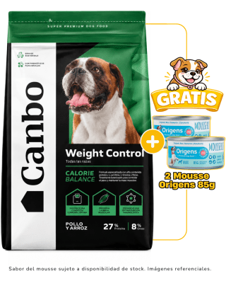 Canbo Adulto Weight Control con Pollo Todas las razas 15kg + 2 mousse Origens 85g gratis
