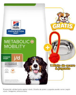 Hills PD Canine Metabolic + Mobility 10.9kg + 1 plato & juguete gratis