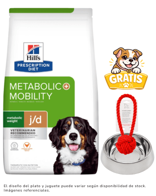 Hills PD Canine Metabolic + Mobility 10.9kg + 1 plato y juguete gratis