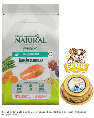 Guabi Natural GF gato adulto castrado Salmón y lenteja 1.5 Kg + 1 paté gratis