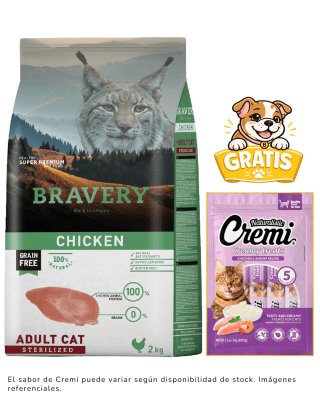 BRAVERY CHICKEN ADULT CAT STERILIZED 2kg + 1 Cremi Naturalistic gratis