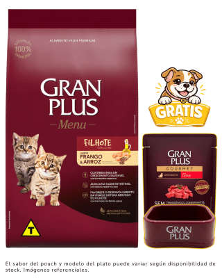 Gran Plus Gato Cachorro Pollo 3kg + 1 plato y paté gratis