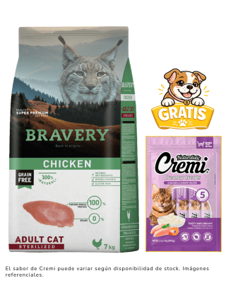 BRAVERY CHICKEN ADULT CAT STERILIZED 7kg + 1 cremi naturalistic gratis