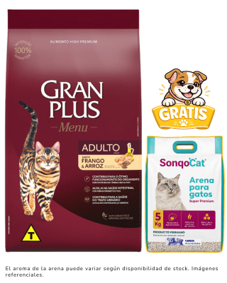 Gran Plus gato adulto pollo & arroz 10.1kg + 1 arena gratis