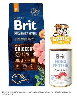 Brit Premium by Nature Adult Medium 15kg + 1 Paté Mono Protein