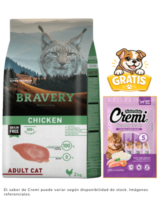 BRAVERY CHICKEN ADULT CAT 2kg + 1 Cremi Naturalistic gratis