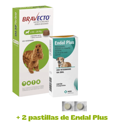 Bravecto (10 -20 ) Kg + 2 pastillas Endal