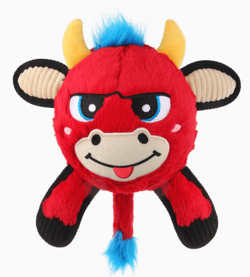 GIGWI JUMBALL PLUSH TORO ROJO - PELOTA CON COBERTURA DE PELUCHE CON TEXTURAS