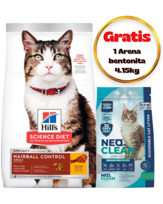 Hills SD Feline Hairball Control 1.6kg - Promo Neo Clean Bentonita