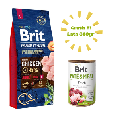 Brit Premium by Nature Adult Large 15kg -  PROMO BRIT PATE DUCK 800gr