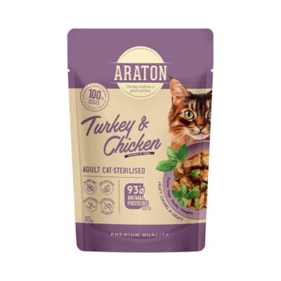 Araton Pouch Cat Adult Sterilised Turkey & Chicken 85gr