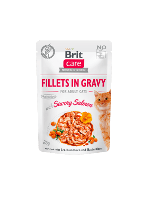 BRIT CARE CAT POUCH SAVORY SALMÓN 85GR  - ALIMENTO PARA GATOS