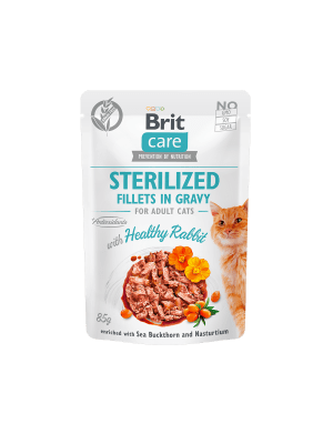 BRIT CARE CAT POUCH STERILIZED WITH HEALTHY RABBIT 85GR - ALIMENTO PARA GATOS