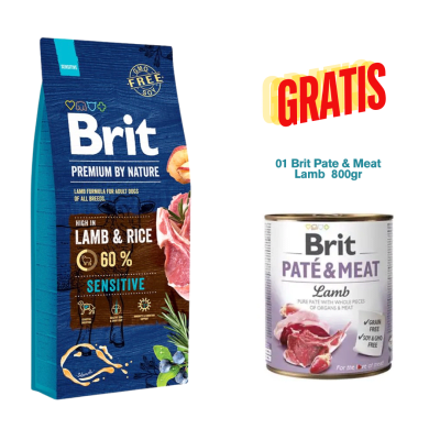 BRIT PREMIUM BY NATURE SENSITIVE LAMB 15KG - PROMO BRIT PATE LAMB 800gr