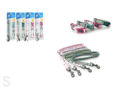 ANIMAL PLANET COLLAR + CORREA TALLA SMALL (DISEÑO FLAMINGOS)