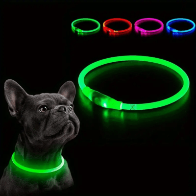 Collar Luminoso LED recargable Verde - Medium