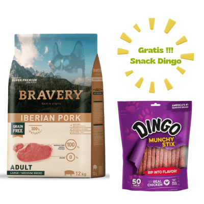 BRAVERY IBERIAN PORK ADULT LARGE/MEDIUM BREEDS 12kg - Promo Dingo