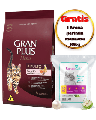 Gran Plus Gato Adulto Salmón & Arroz 10kg - Promo Arena Sonqocat
