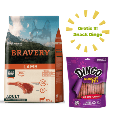 BRAVERY LAMB ADULT LARGE/MEDIUM BREED 12kg - Promo Dingo
