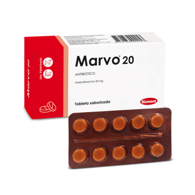 Marvo 20 - Antibiótico (Marbofloxacino 20mg) - Caja 20 tab