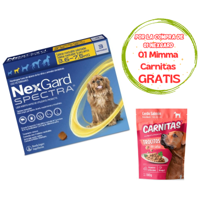 Nexgard Spectra para perros de 3.6 - 7.5 Kg - 3 tabletas - Promo Mimma