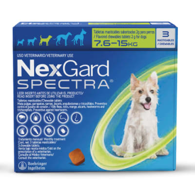 NEXGARD SPECTRA PARA PERROS DE 7.6 a 15kg - 3 TABLETAS