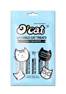 OCat Snack Sabor Pollo y Atún (5 tubos x 12 gr)